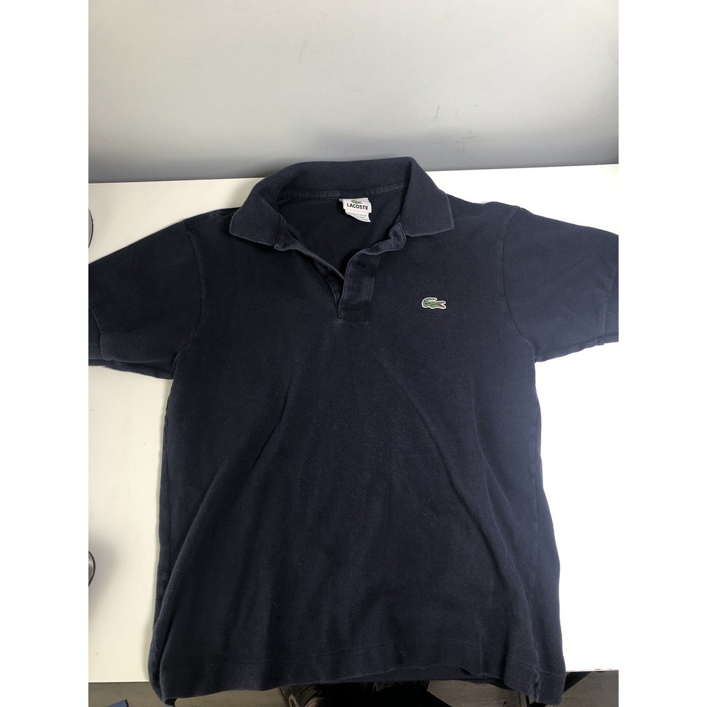 Boys Lacoste Collared Polo Dress Shirt Dark Blue Small ~Size 8
